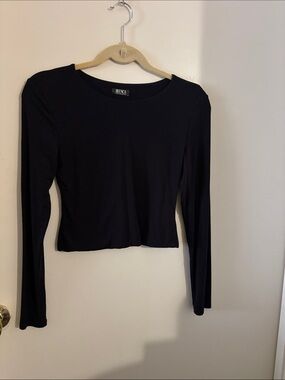 Blanca Black Long-Sleeve Crop Top